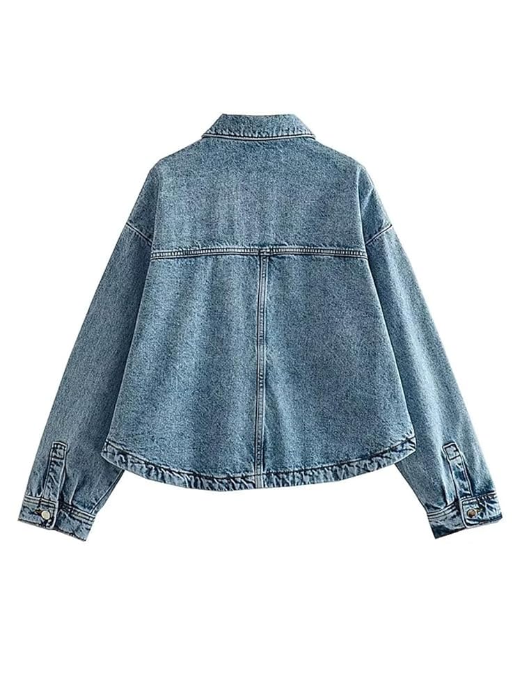 Amazon.com: Denim Bomber Jacket Women Blue Jeans Jackets For